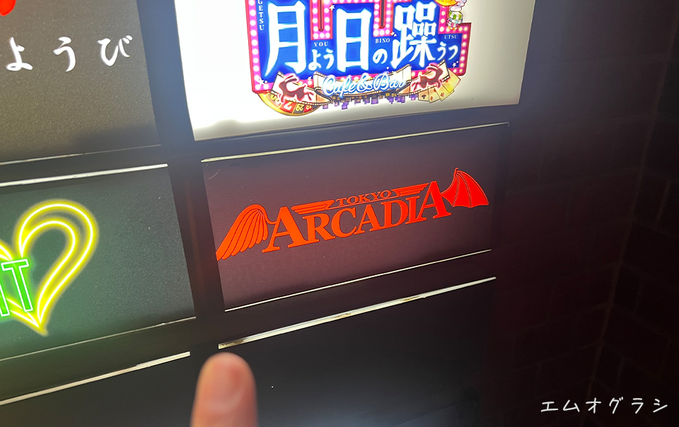 新宿のSMバー「アルカディア」の入っている新宿ピアビルのお店案内表